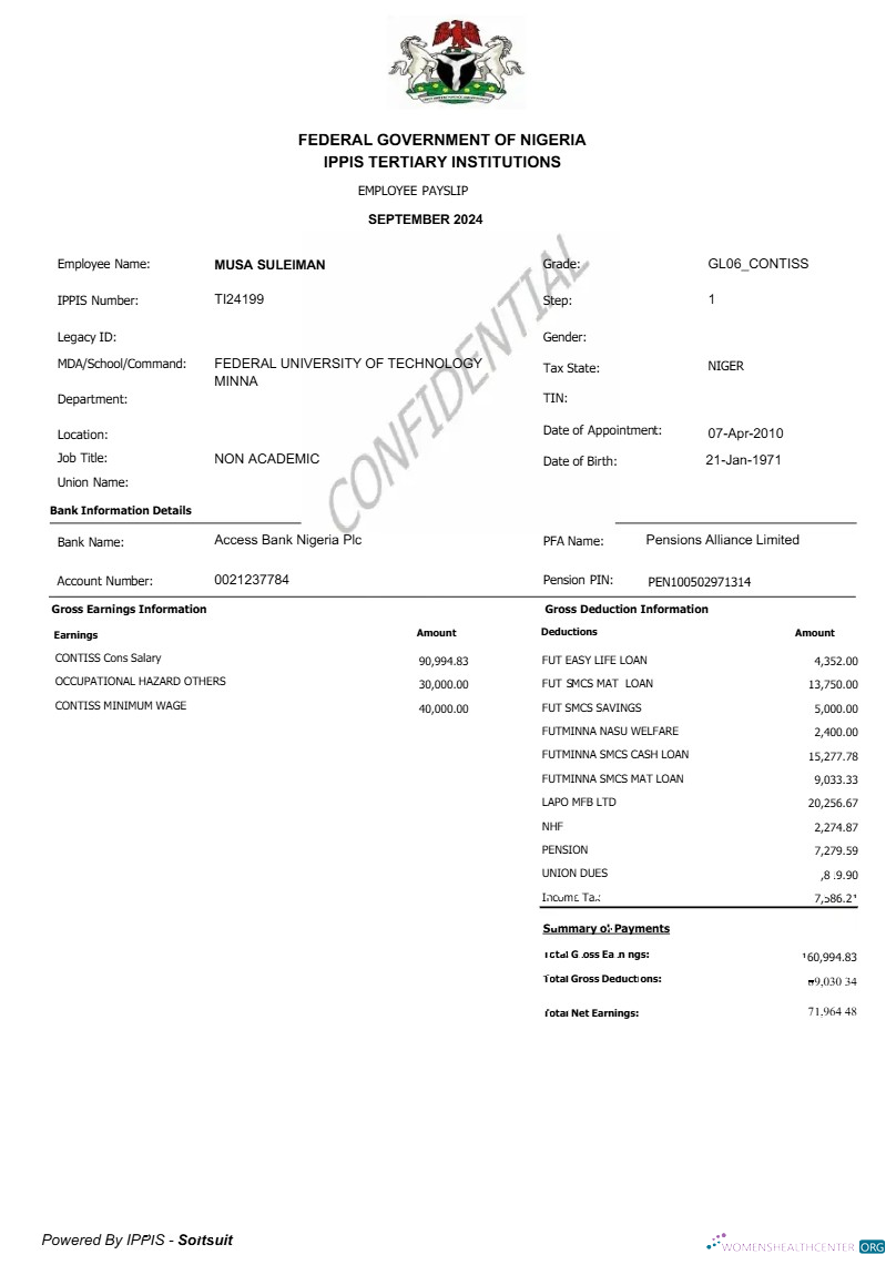 Download Federal Government of Nigeria employee payslip template in Word and PDF formats.pdf, 1 Photoshop template